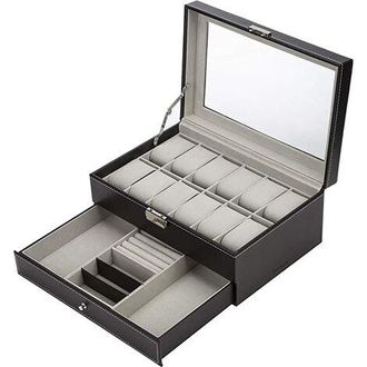OEM Caja De Dos Niveles Para 12 Cajas De Relojes Con Tapa De Cuero Sint&eacute;tico