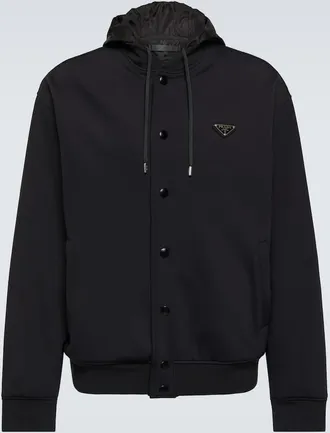Prada Hooded logo bomber jacket