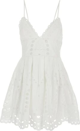 Charo Ruiz Ibiza Abito Nix con orlo a smerlo - Bianco