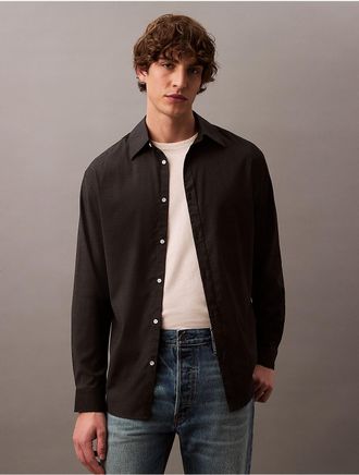 Calvin Klein Mens Relaxed Wool Blend Button-Down Shirt - Grey - 2XL