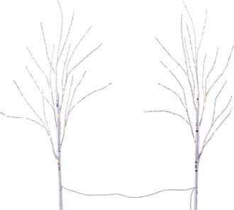 Nearly Natural Set Of Two 2.5Ft Pre-Lit Artificial White Birch Branches With Warm White 100 Micro Led Lights