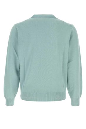 Canali Mens Powder Blue Cotton Sweater Polvere Exterior: Maglieria