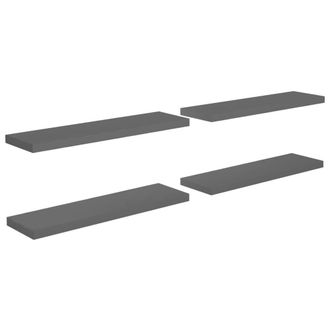 Berkfield Home Floating Wall Shelves 4 pcs High Gloss Grey 90x23.5x3.8 cm MDF