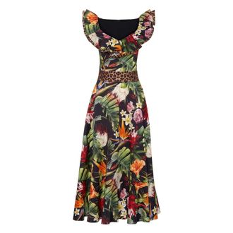 Philipp Plein Long Dress Flowers - Dames - Casual kleedjes - Veelkleurig - XS - Katoen - Kleedjes