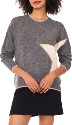 Vince Camuto Star Detail Crewneck Sweater in Salt And Pepper at Nordstrom, Size Xx-Small