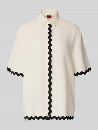 HUGO BOSS Comfort Fit Hemdbluse aus Lyocell-Leinen-Mix Modell CAMULE-1 in Offwhite, Gr&ouml;&szlig;e 32