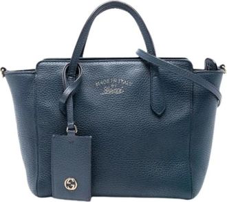 Gucci Pre-owned Handbags, female, Blue, Size: ONE SIZE Pre-owned Leather Handbag