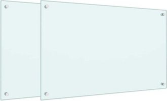 vidaXL Vidaxl - Paraschizzi per Cucina 2 pz Bianchi 80x50 cm in Vetro Temperato
