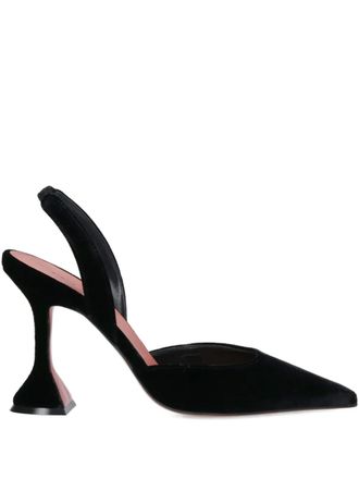Amina Muaddi 90mm Holli slingback pumps - women - Lambskin/Calf Leather/Calf Leather - 38 - Black