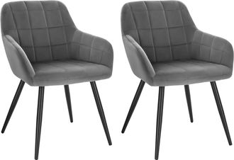 Woltu Woltu - 2 X Sillas De Comedor Nordicas Estilo Vintage Juego De 2 Silla De Cocina Silla Tapizada Con Reposabrazos Tapizadas En Terciopelo Estructura De