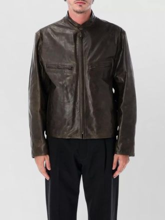 Christophe Lemaire leather boxy biker jacket