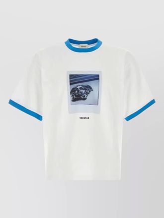 Versace cotton crew neck t shirt graphic trim