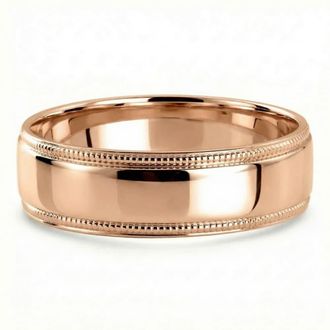 Pompeii3 Mens Milgrain Polished Wedding Band 14k Gold or Platinum Ring