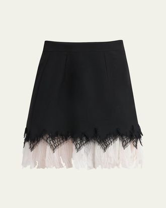 Alexander McQueen Lace Ruffle Hem Mini Skirt