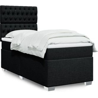 vidaXL Cama Box Spring Con Colch&oacute;n Tela Negro 90x190 Cm Vidaxl