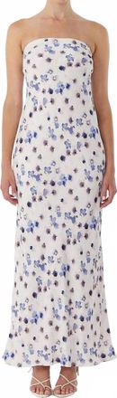 Third Form Bias Strapless Dress In Blue Bell Floral