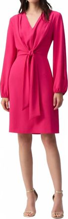 Joseph Ribkoff Long Puff Sleeves V-Neck Midi Dress In Geranium