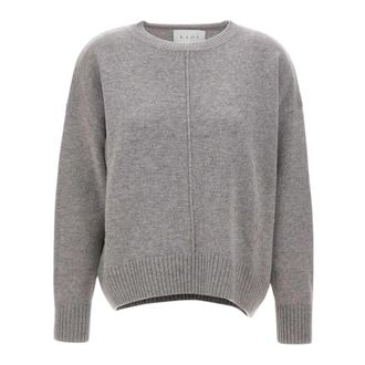 Kaos Sweater met verlaagde schouders - Dames - Ronde hals truien - Grijs - M/L - Wol - Truien & Vesten