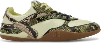 Miu Miu Womens Multicolor Fabric And Leather Sneakers Ananas+felce