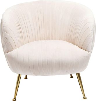 Kare Design Sillón, terciopelo crema y acero dorado