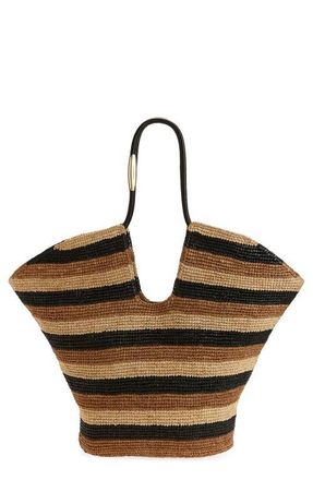 Zimmermann Large Goldentime Stripe Raffia Tote in Black Stripes at Nordstrom