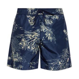 Moncler Beachwear, male, Blue, Size: XL Logo Patch Swim Shorts