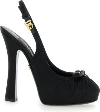 Dolce & Gabbana Zwarte pumps met metalen gesp en strik - Dames - Pumps - Zwart - 37 1/2 EU - Schoenen