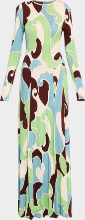 Cara Cara Henry Long-Sleeve Printed Maxi Dress