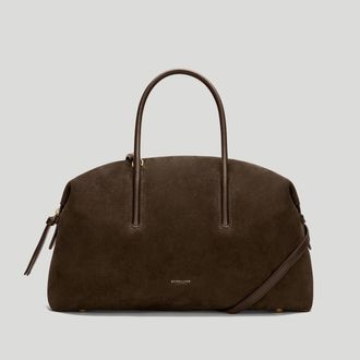 DeMellier The Midi Stockholm in Mocha Suede & Mocha Smooth Leather Top handle bag