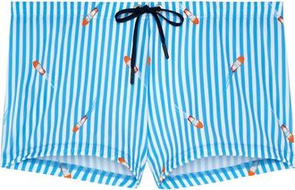 HOM Viareggio Swim Shorts in Blue And White Stripes at Nordstrom, Size Xx-Large