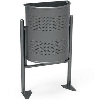 OEM Papelera De Calle Urbana De Forma Semicircular, Gris, 30 L