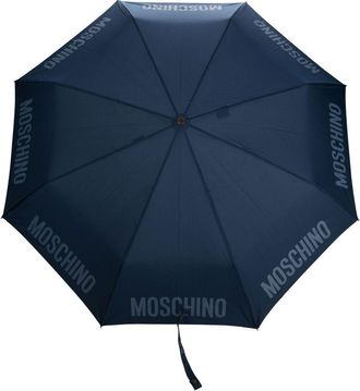 Moschino logo-print compact umbrella - unisex - Polyester - One Size - Blue
