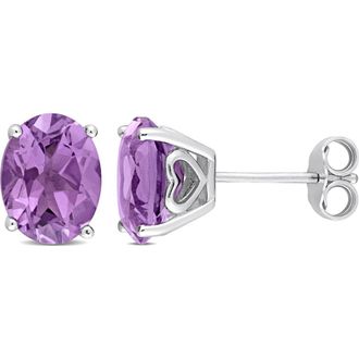 Delmar Sterling Silver Lab-Created Amethyst Oval Stud Earrings in Purple at Nordstrom Rack