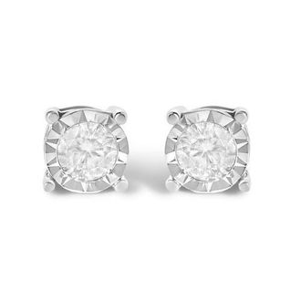 House of Brilliance Silver 1/2 Ct Near Colorless Diamond Miracle- Stud Earrings in White at Nordstrom
