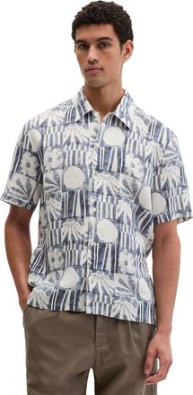 Marc O'Polo Kurzarmhemd MARC OPOLO, Herren, Gr. XXL, N-Gr, multi, waikawa blau, Web, Obermaterial: 100% Leinen, regular fit, Hemden Kurzarmhemd, Leinenhemd regula