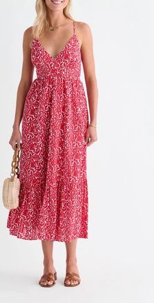 Vineyard Vines Sconset Cotton Seersucker Maxi Sundress in Lighthouse Red Leila at Nordstrom, Size X-Large