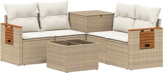 vidaXL Juego De Sof&aacute; 6 Uds. Beige Y Blanco Crema Vidaxl