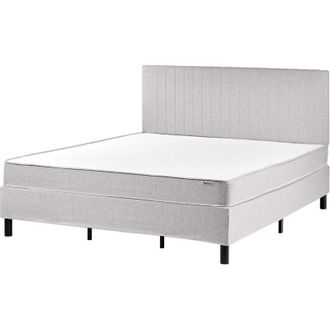 Beliani Letto matrimoniale con testiera Materasso a molle insacchettate 180 x 200 cm grigio chiaro Countess