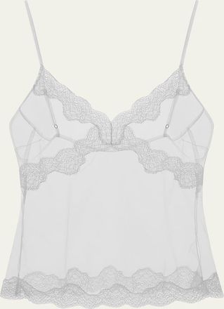 16Arlington Clio Lace-Trim Sheer Top