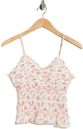 Madden Girl Floral Smocked Cotton Camisole in White Combo at Nordstrom Rack, Size X-Large