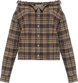 R13 Front Tie Shirt - Dames - Overhemden - Bruin - M - Katoen - Overhemden