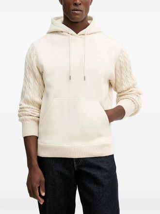Guess Co cable-knit logo-detail hoodie - Neutrals