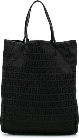 Fendi Pre-owned Tote Bags, female, Black, Size: ONE SIZE Pre-owned Logo Print Tote