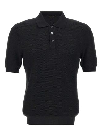 Gran Sasso textured-knit short-sleeve polo shirt - men - Cotton - 48 - Black
