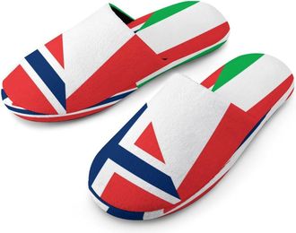 Generic Italy And Norway Flag Mens Cotton Slippers Memory Foam Comfort House Shoes Winter Indoor Slipper for Hotel Casa Spa