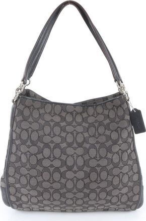 Coach Black Leather Canvas Handbag Shoulder Bag Tote Bag (Pre-Owned)