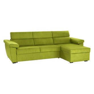 Dmora Sof&aacute; Fijo Con Chaise Longue Ceto, Desenfundable, Reversible Made In Italy, Hidr&oacute;fugo Multiposici&oacute;n, 285x160 Cm Verde