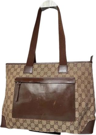 Gucci Pre-owned Leren Tote Bag - Dames - Vintage Shopper - Bruin - ONE Size - Leer - Vintage