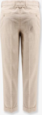 HUGO BOSS Mens Trousers Peet Pleat Corduroy Beige Cotton