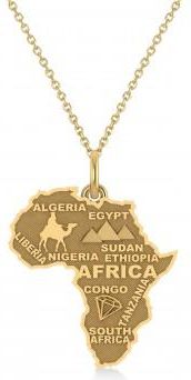 Allurez Map of Africa Pendant Necklace 14K Yellow Gold